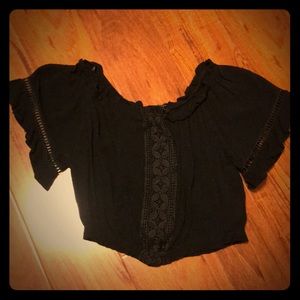 Black off the shoulder crop top